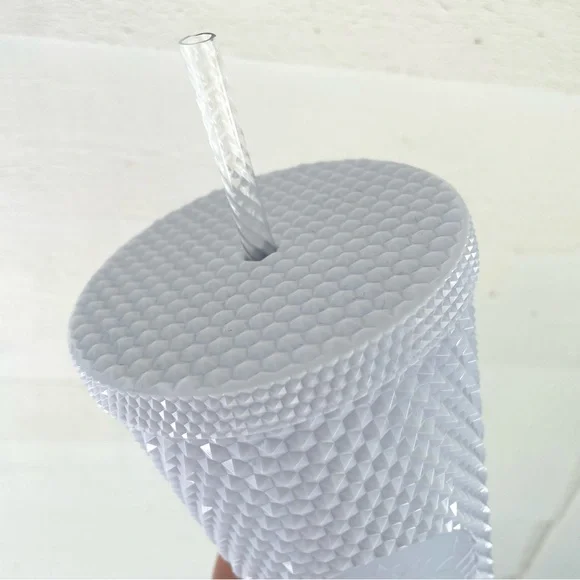 Starbucks White Glossy Studded Bling Venti Tumbler Cup NWT - Picture 2 of 4